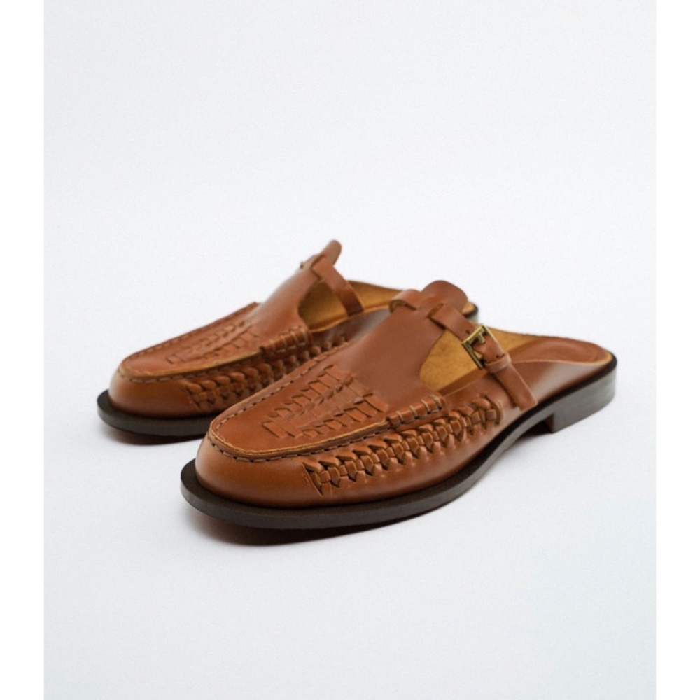 ZARA leather slide loafers